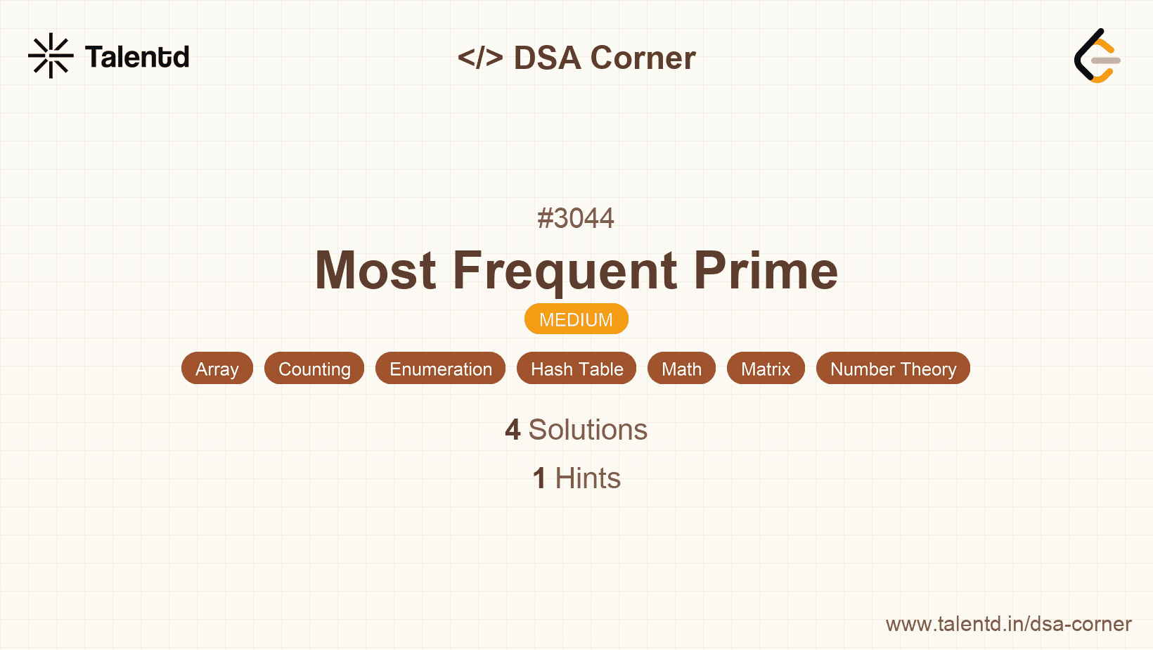 Problem visualization for Most Frequent Prime