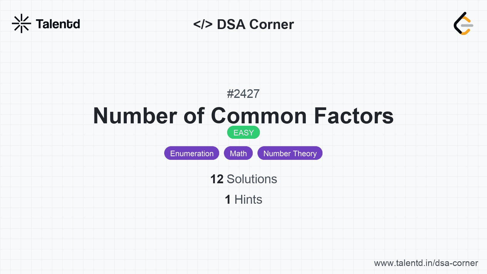 Problem visualization for Number of Common Factors
