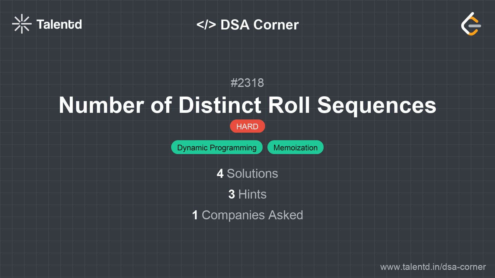 Problem visualization for Number of Distinct Roll Sequences