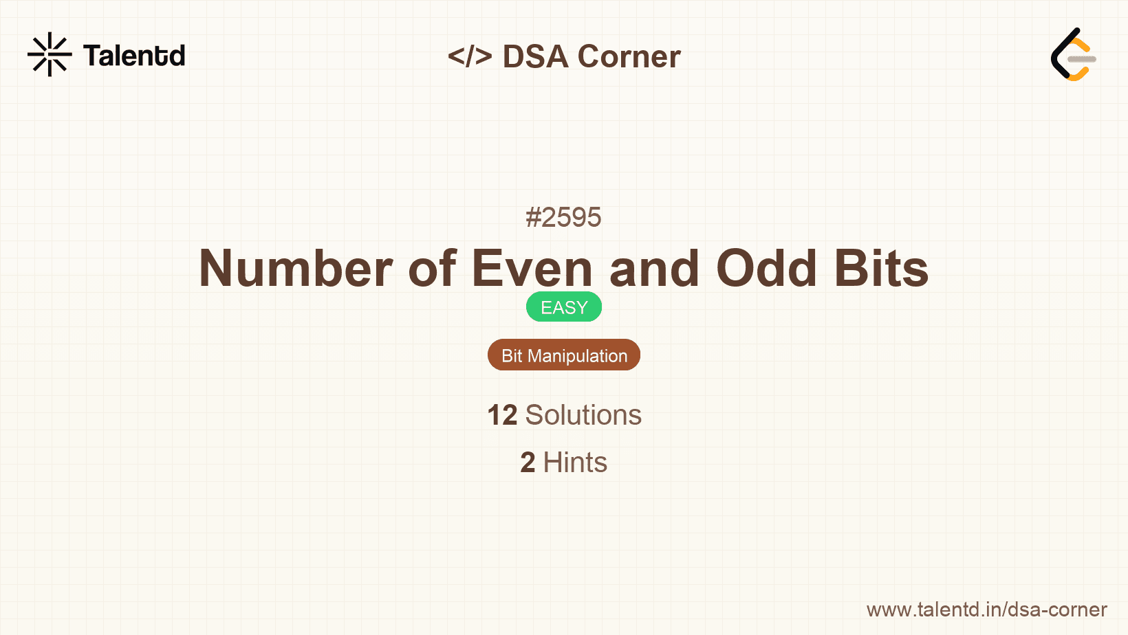 Problem visualization for Number of Even and Odd Bits