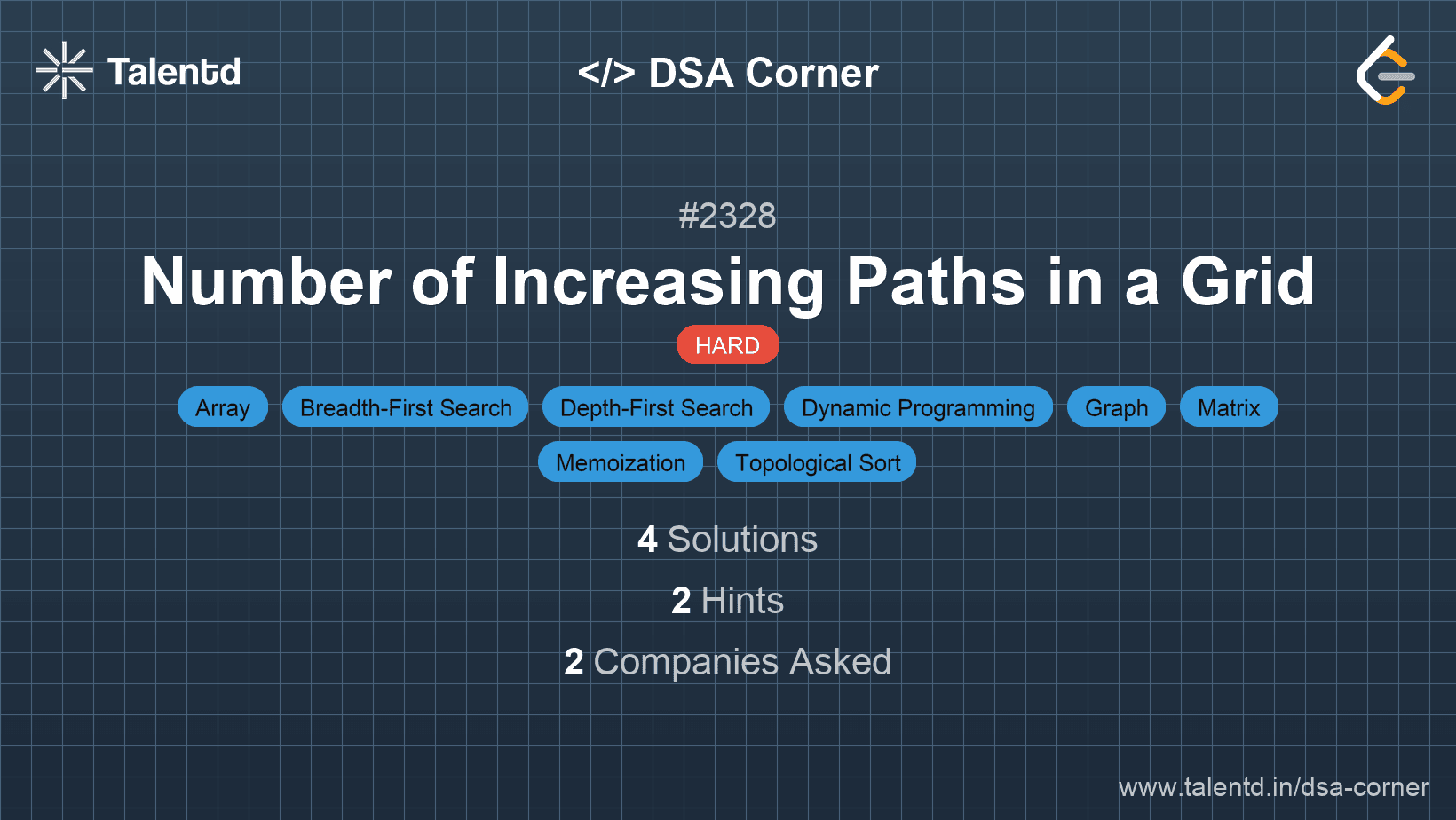 Problem visualization for Number of Increasing Paths in a Grid