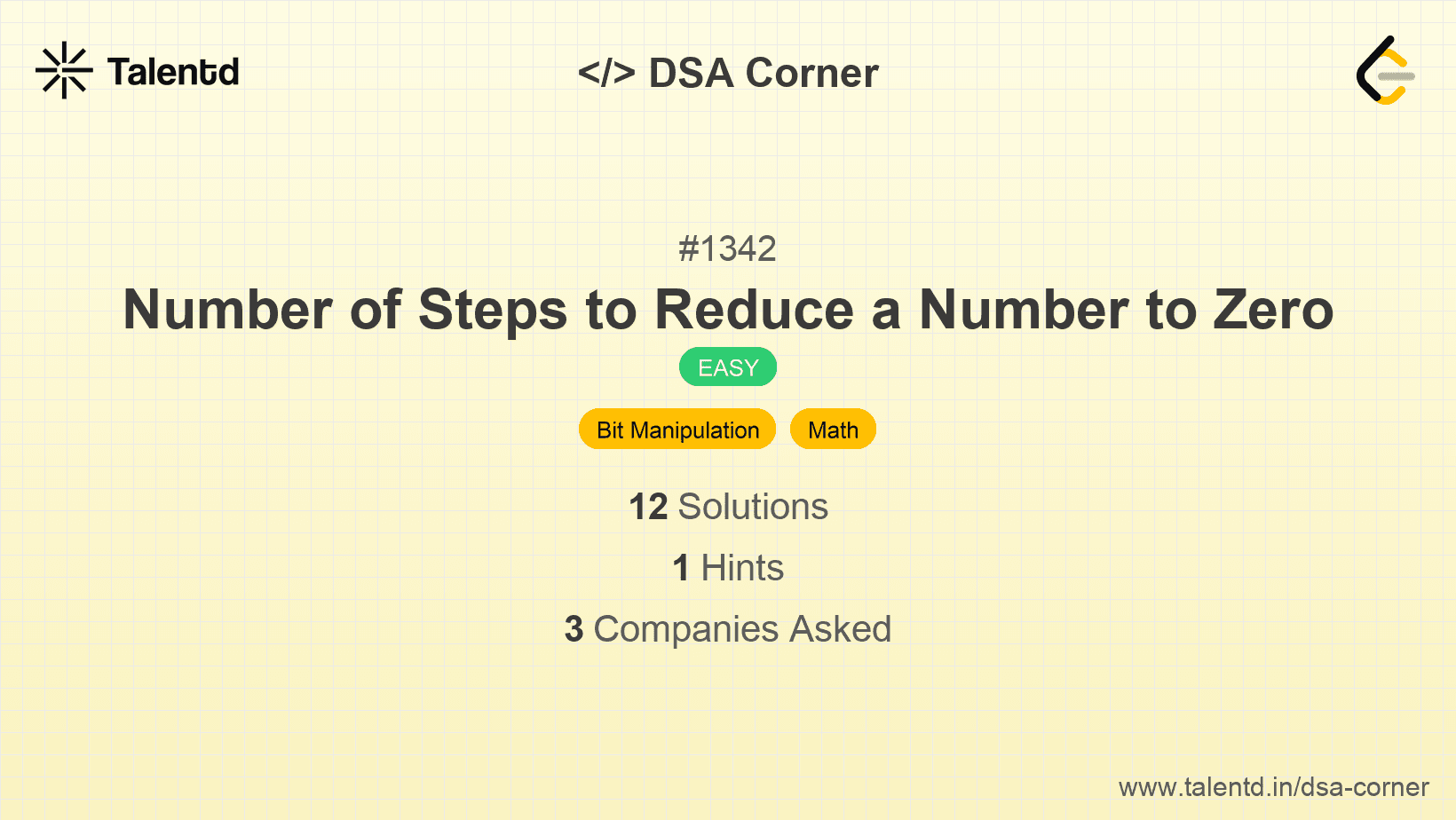 Problem visualization for Number of Steps to Reduce a Number to Zero