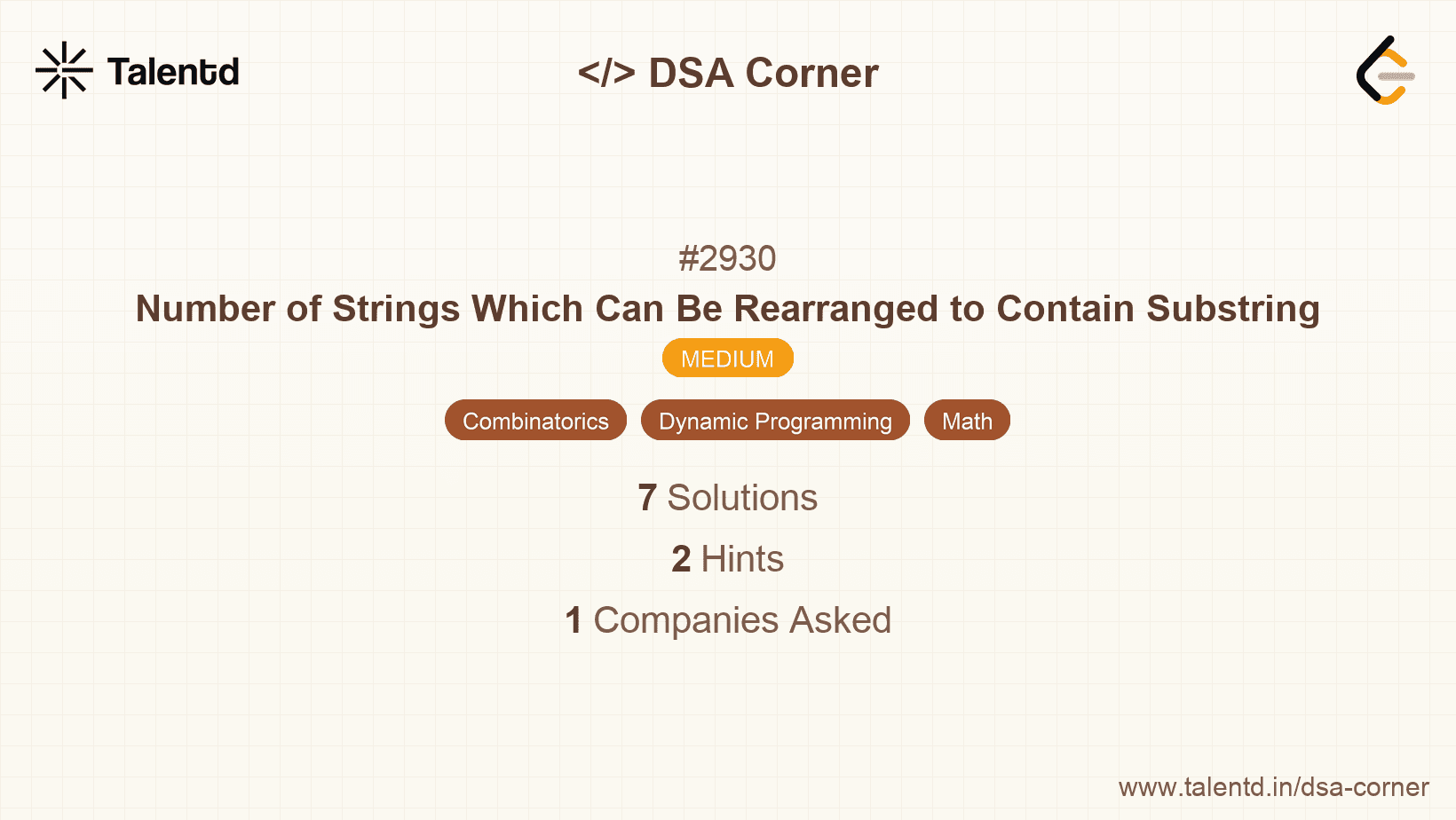 Problem visualization for Number of Strings Which Can Be Rearranged to Contain Substring