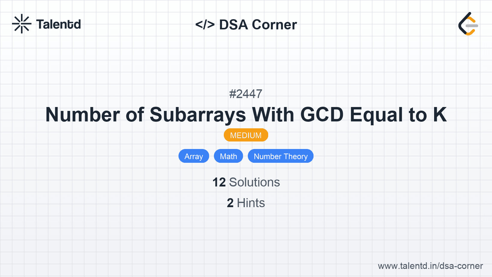Problem visualization for Number of Subarrays With GCD Equal to K