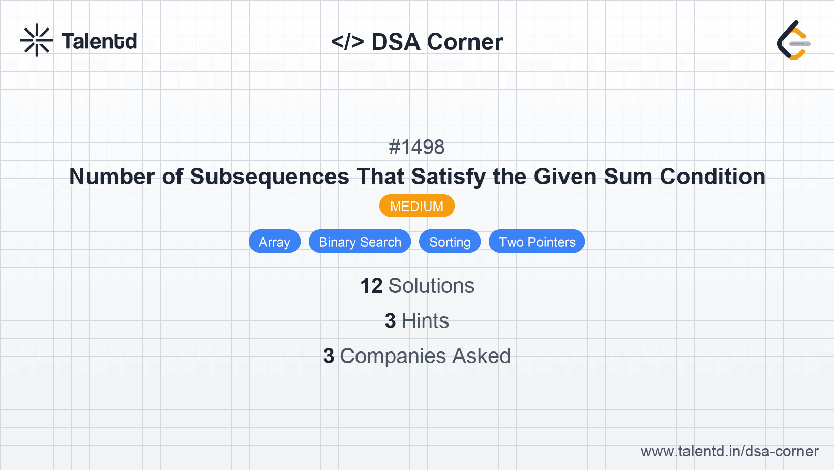 Problem visualization for Number of Subsequences That Satisfy the Given Sum Condition