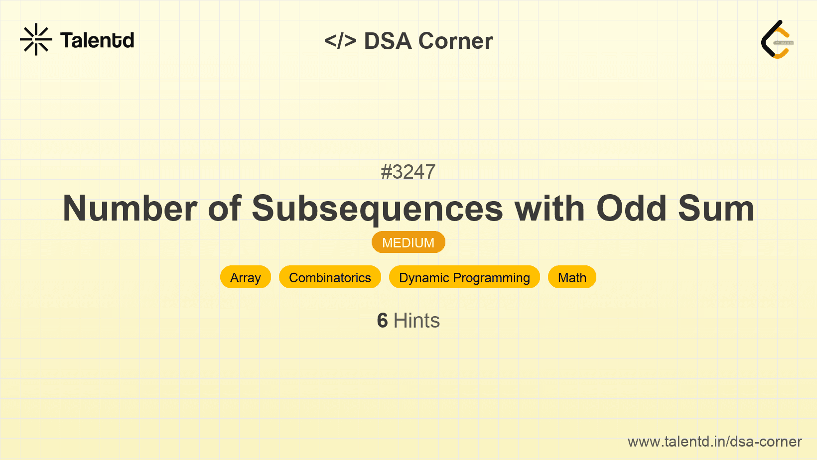 Problem visualization for Number of Subsequences with Odd Sum
