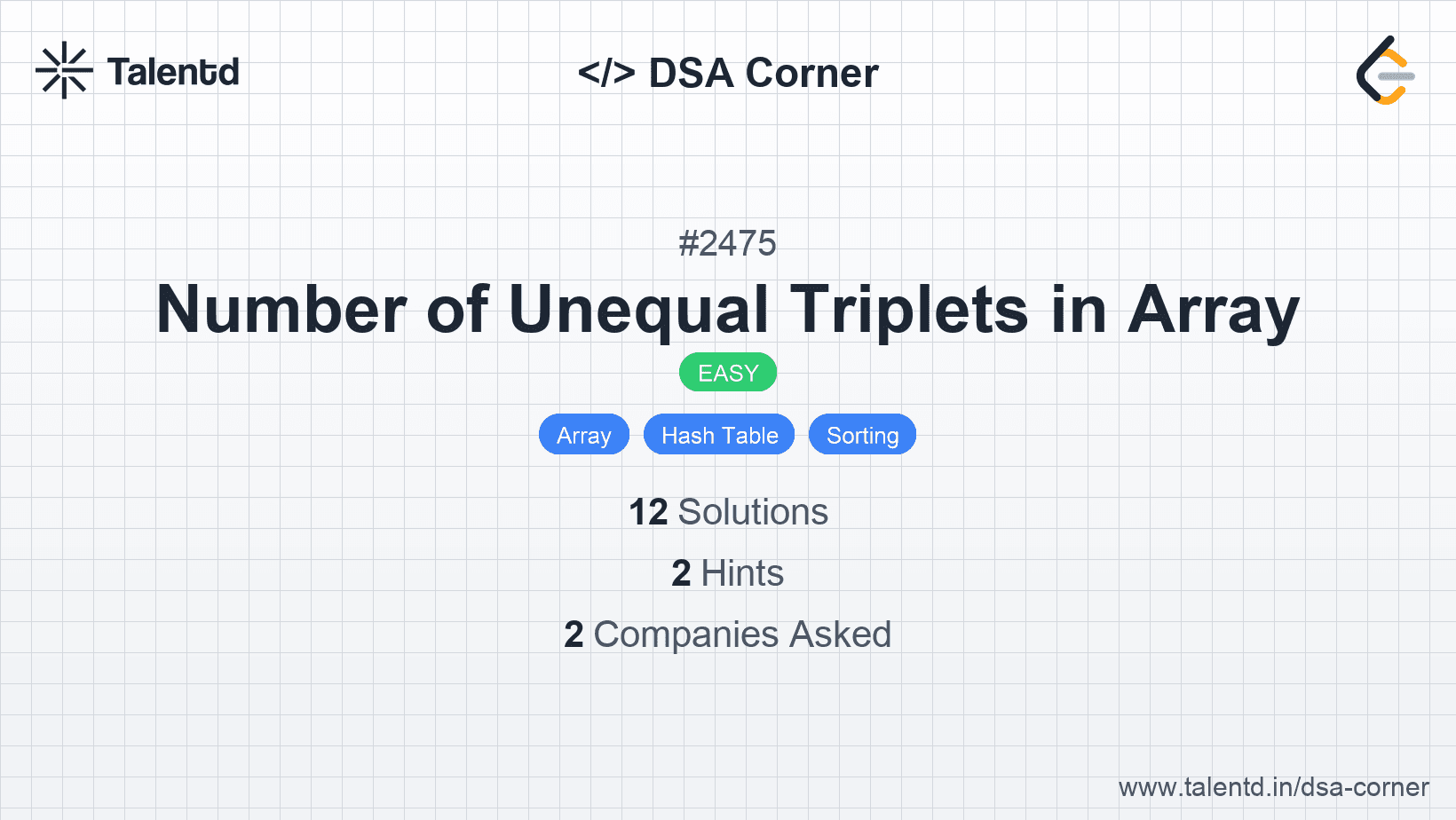 Problem visualization for Number of Unequal Triplets in Array