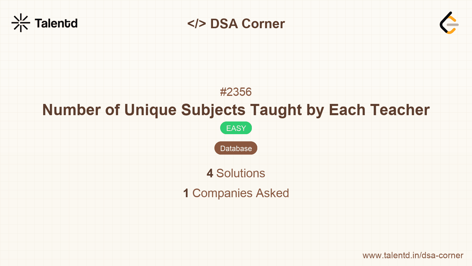Problem visualization for Number of Unique Subjects Taught by Each Teacher