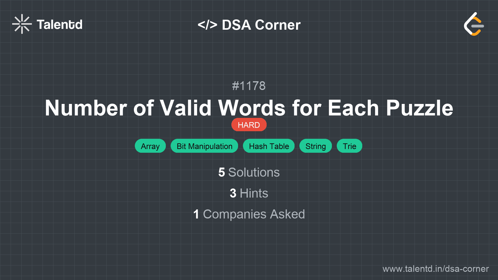 Problem visualization for Number of Valid Words for Each Puzzle