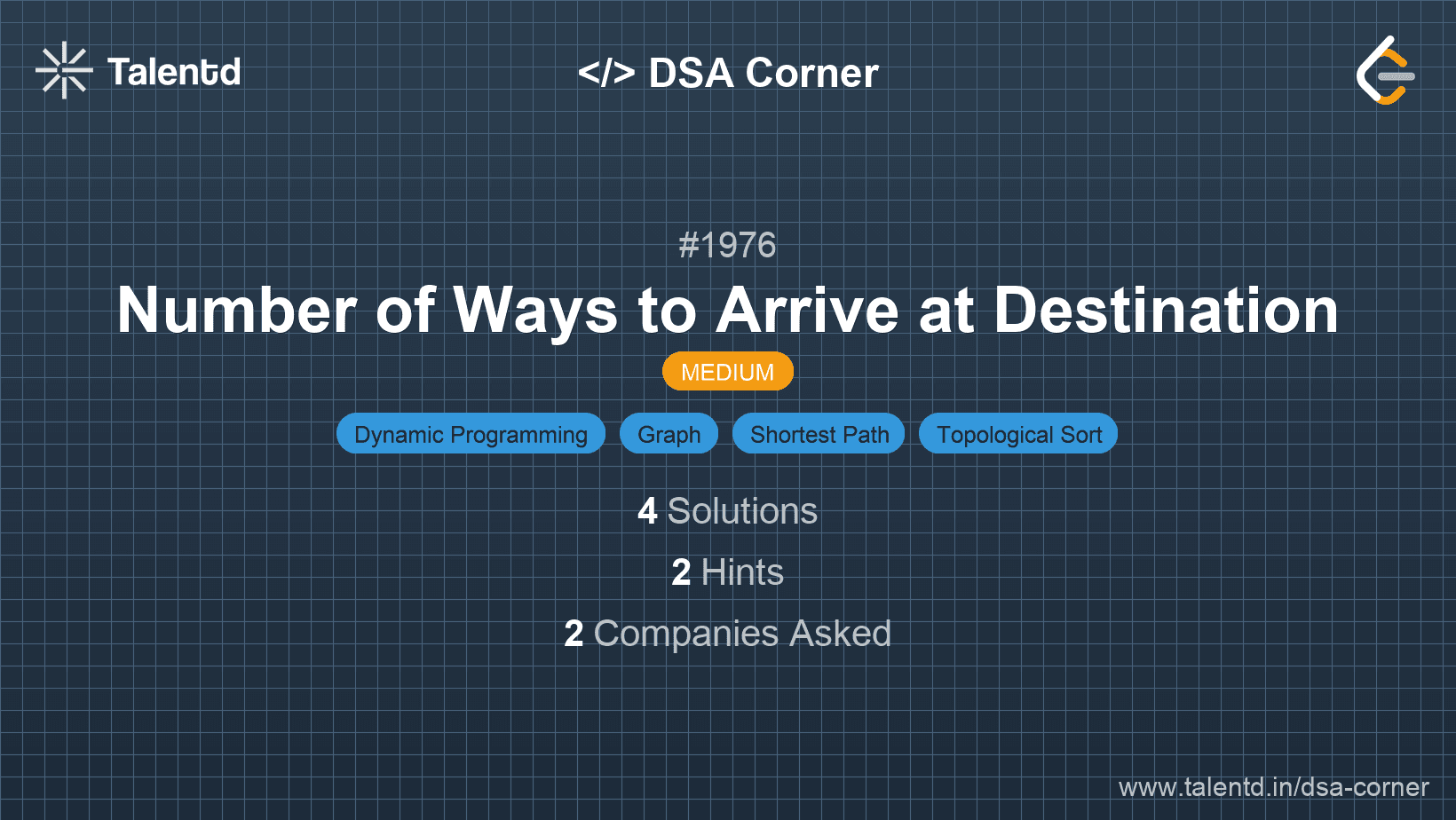 Problem visualization for Number of Ways to Arrive at Destination