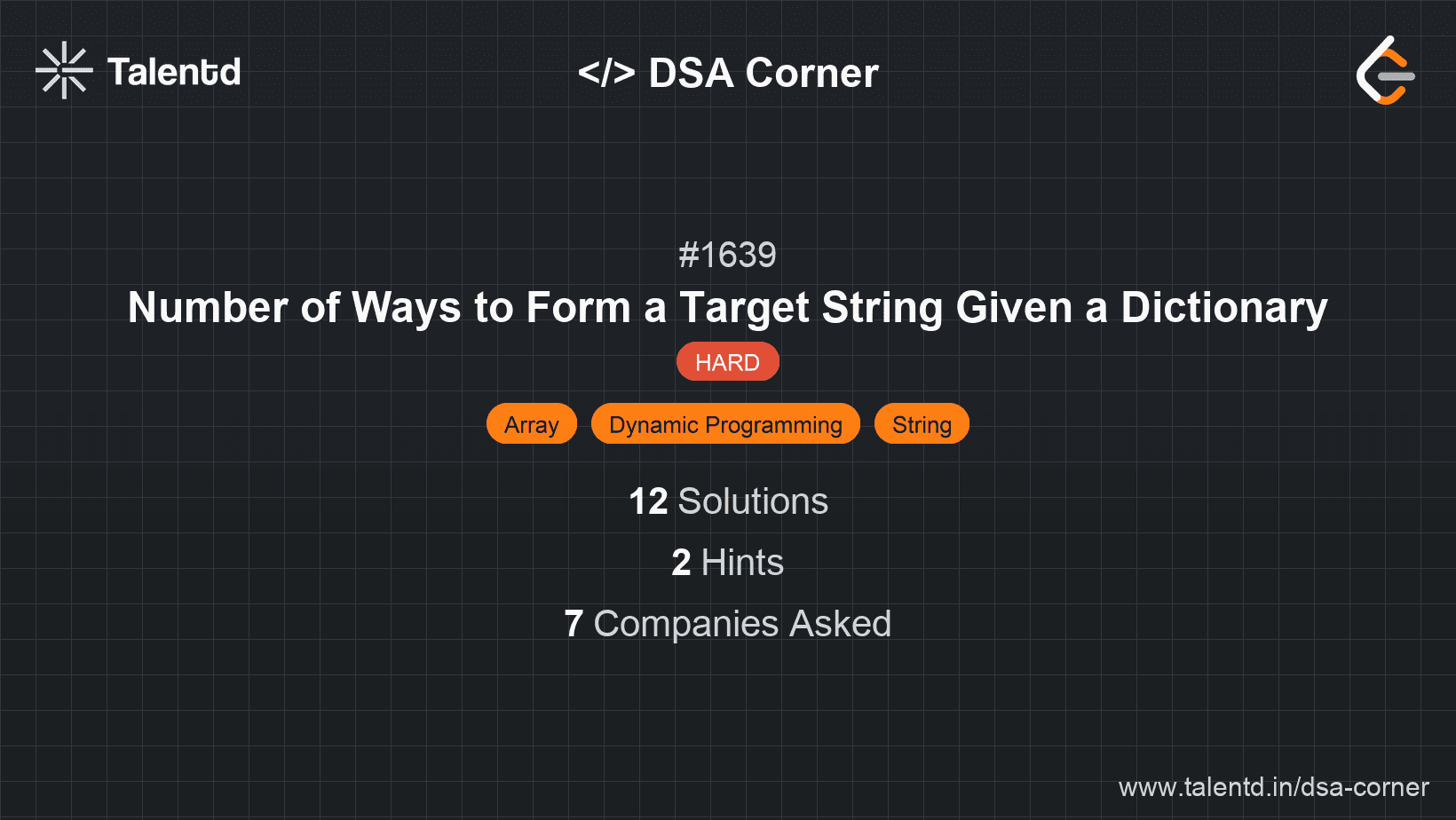 Problem visualization for Number of Ways to Form a Target String Given a Dictionary