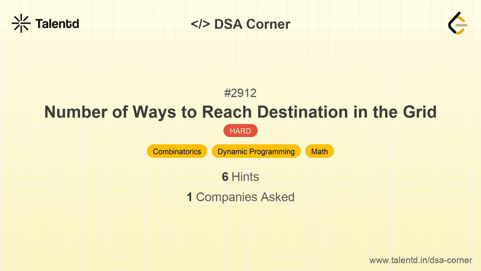 Problem visualization for Number of Ways to Reach Destination in the Grid