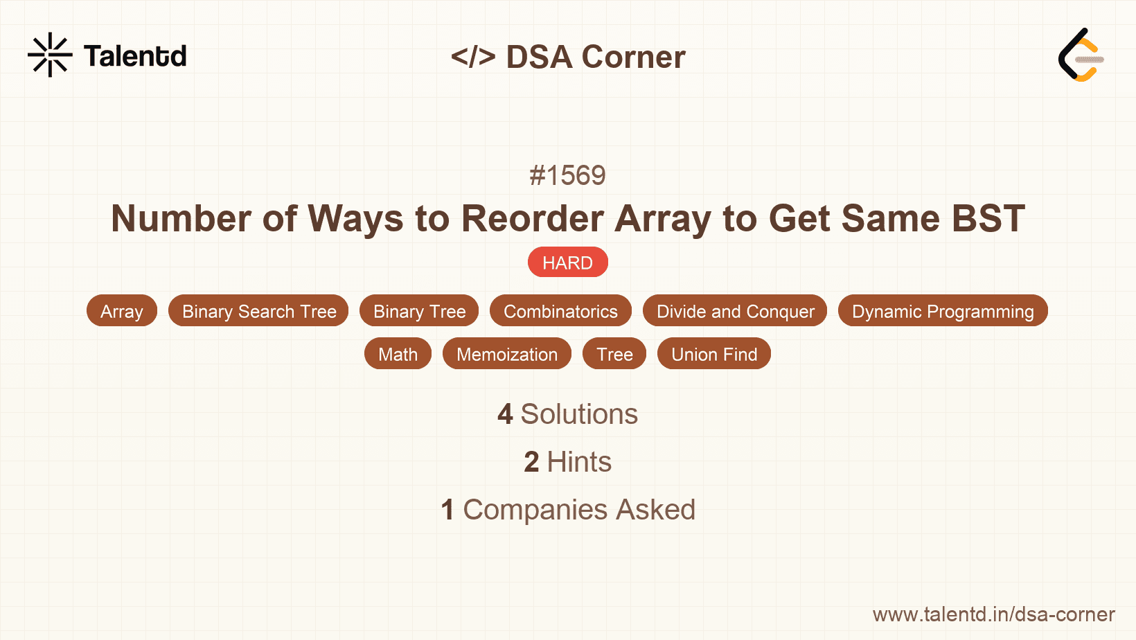 Problem visualization for Number of Ways to Reorder Array to Get Same BST