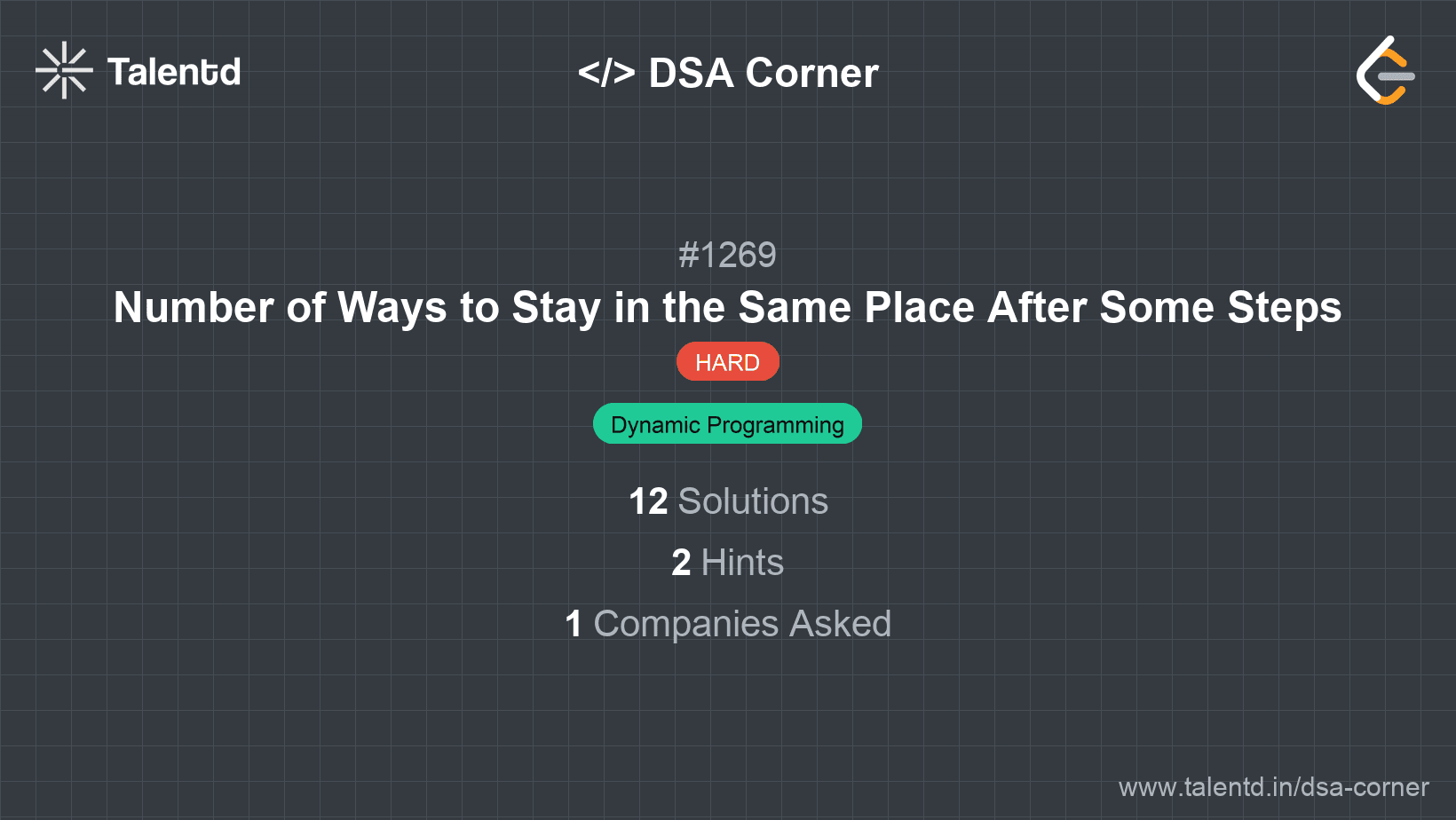 Problem visualization for Number of Ways to Stay in the Same Place After Some Steps