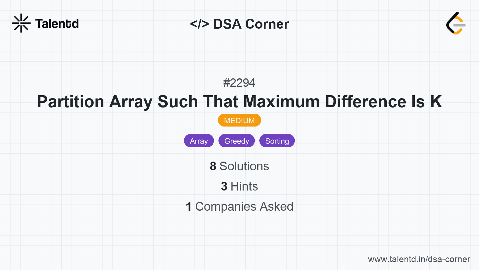 Problem visualization for Partition Array Such That Maximum Difference Is K