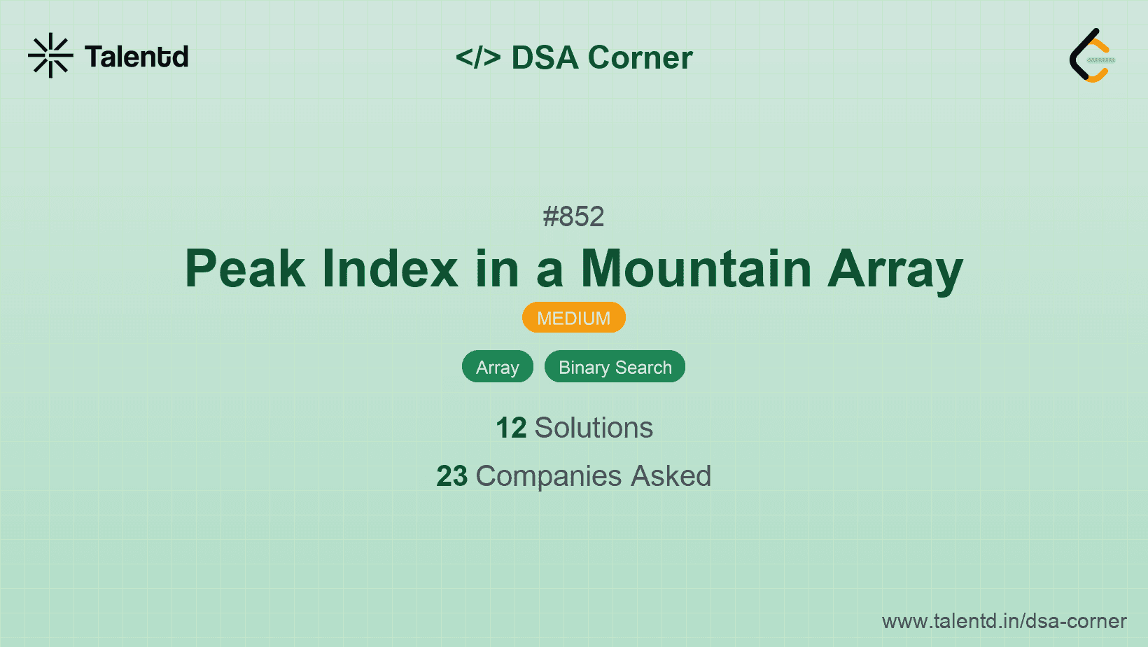 Problem visualization for Peak Index in a Mountain Array
