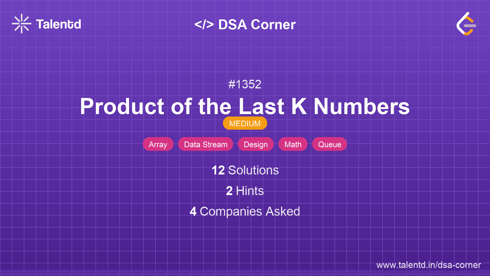 Problem visualization for Product of the Last K Numbers