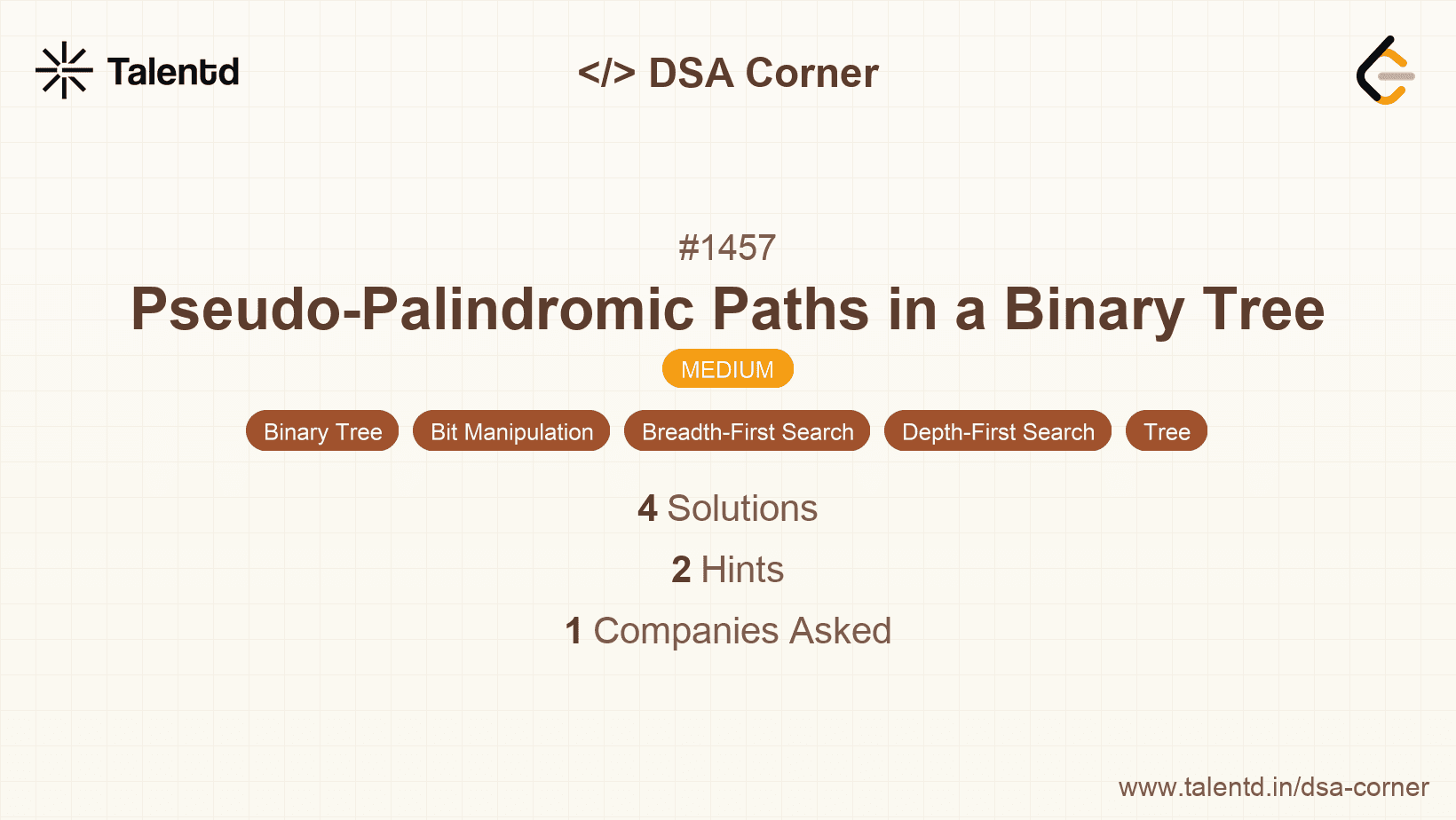 Problem visualization for Pseudo-Palindromic Paths in a Binary Tree