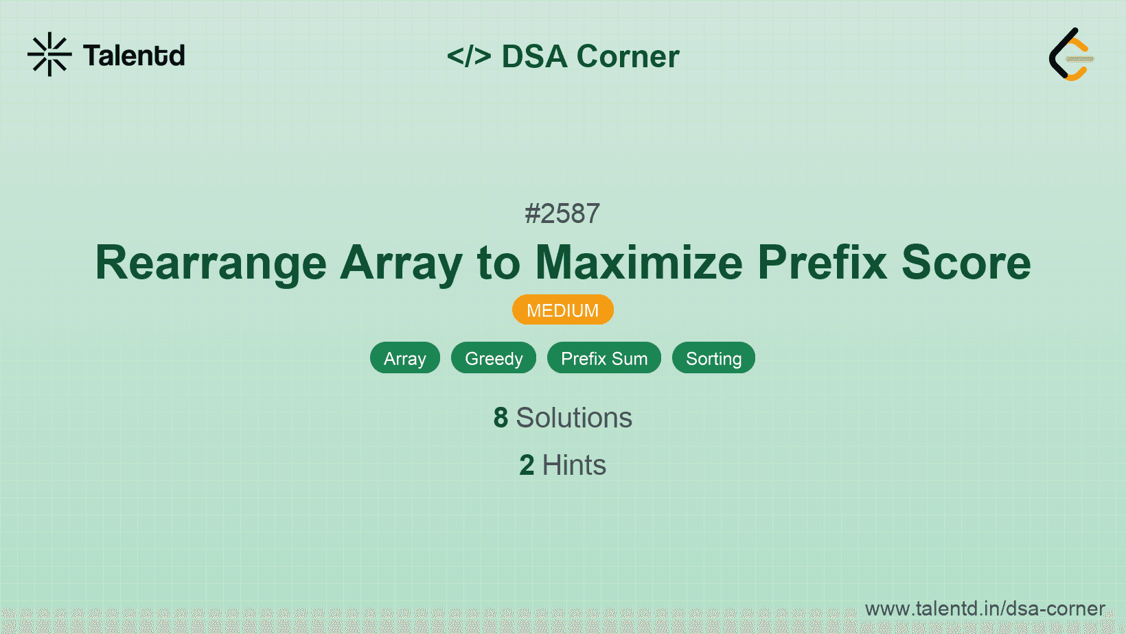 Problem visualization for Rearrange Array to Maximize Prefix Score