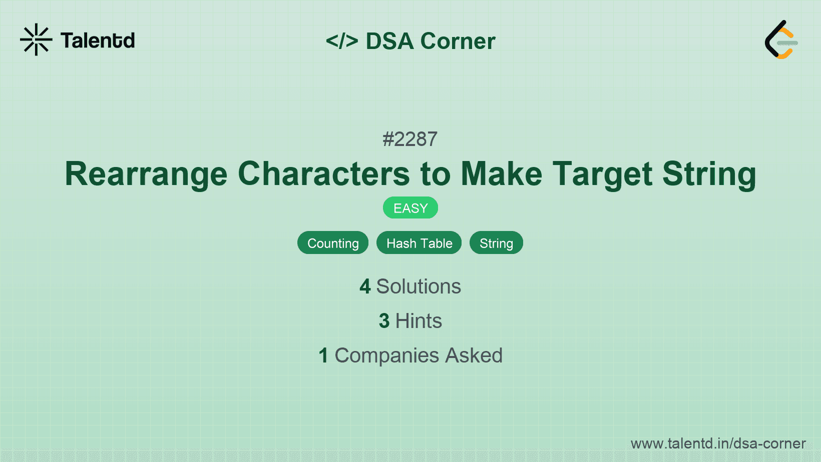 Problem visualization for Rearrange Characters to Make Target String