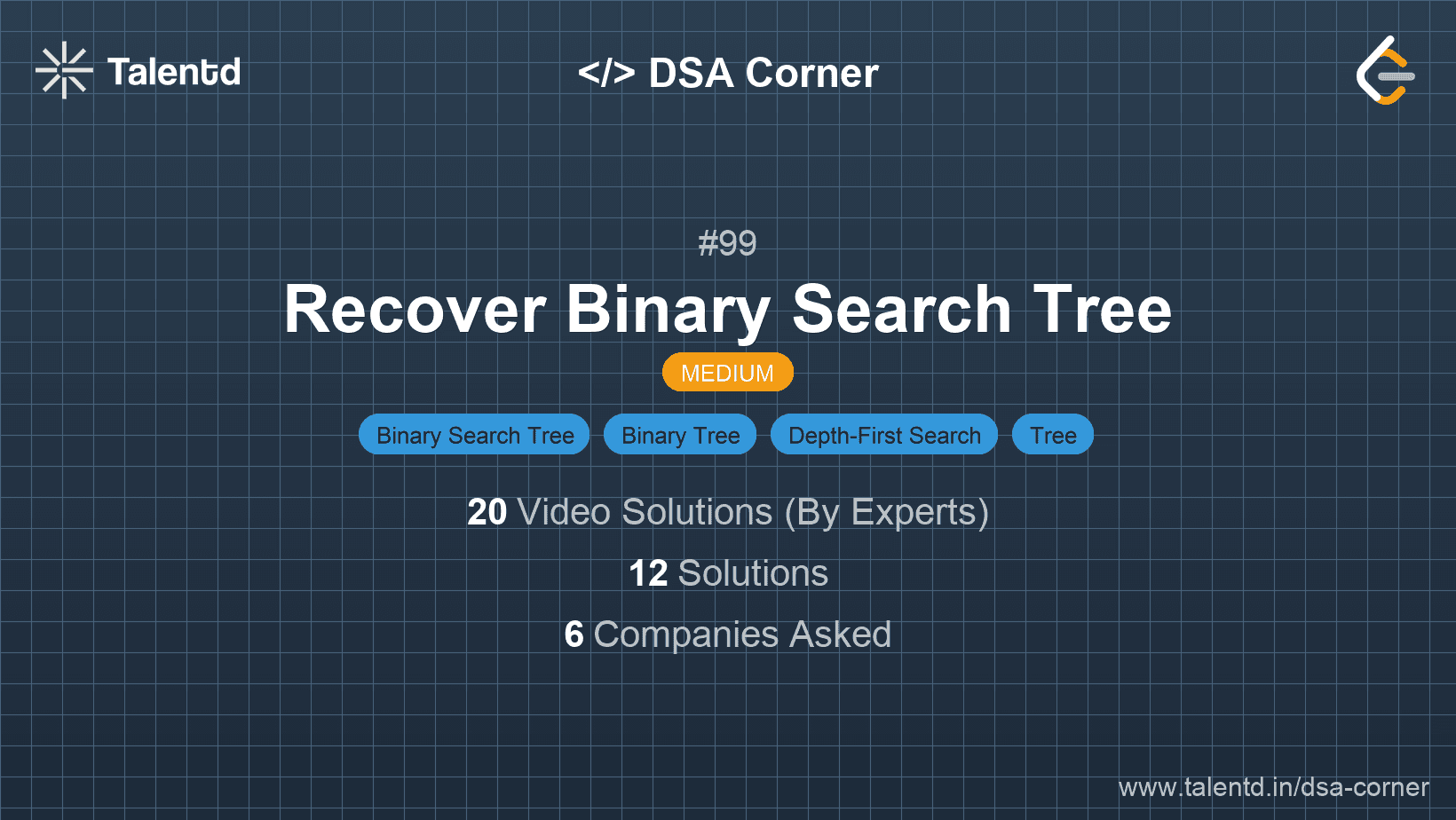 Problem visualization for Recover Binary Search Tree