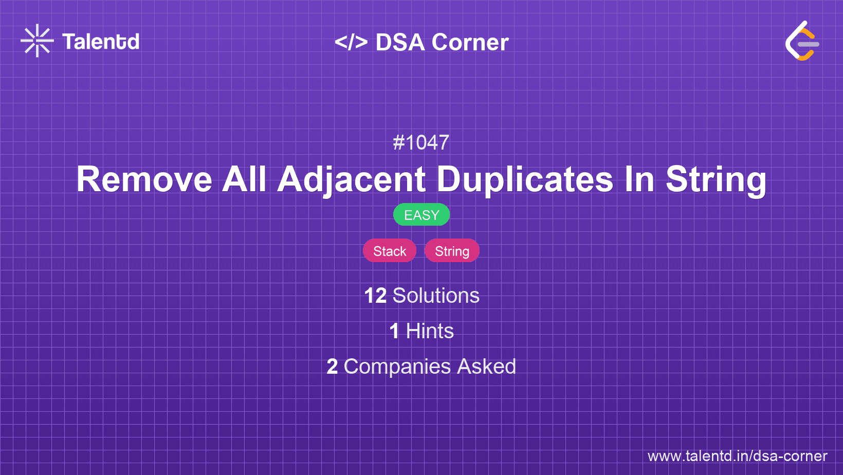Problem visualization for Remove All Adjacent Duplicates In String