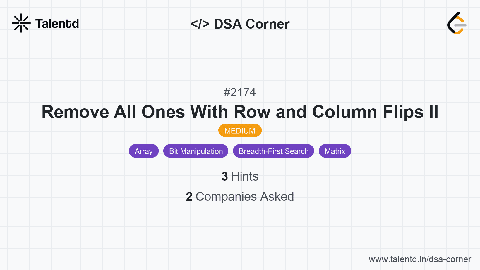 Problem visualization for Remove All Ones With Row and Column Flips II