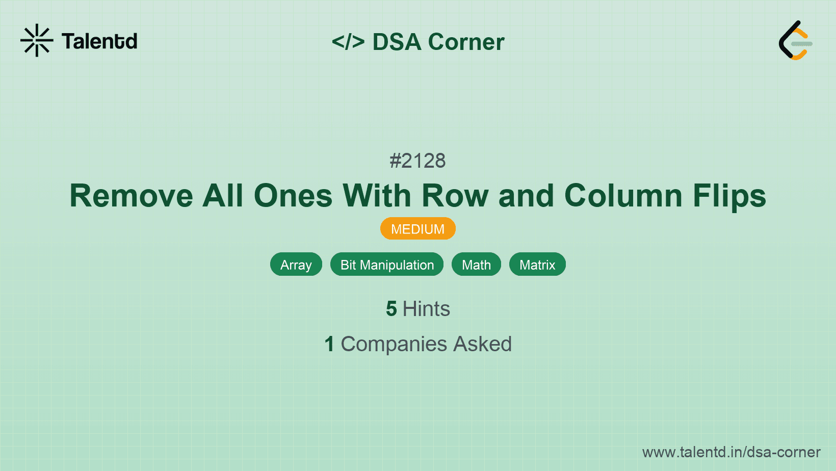 Problem visualization for Remove All Ones With Row and Column Flips