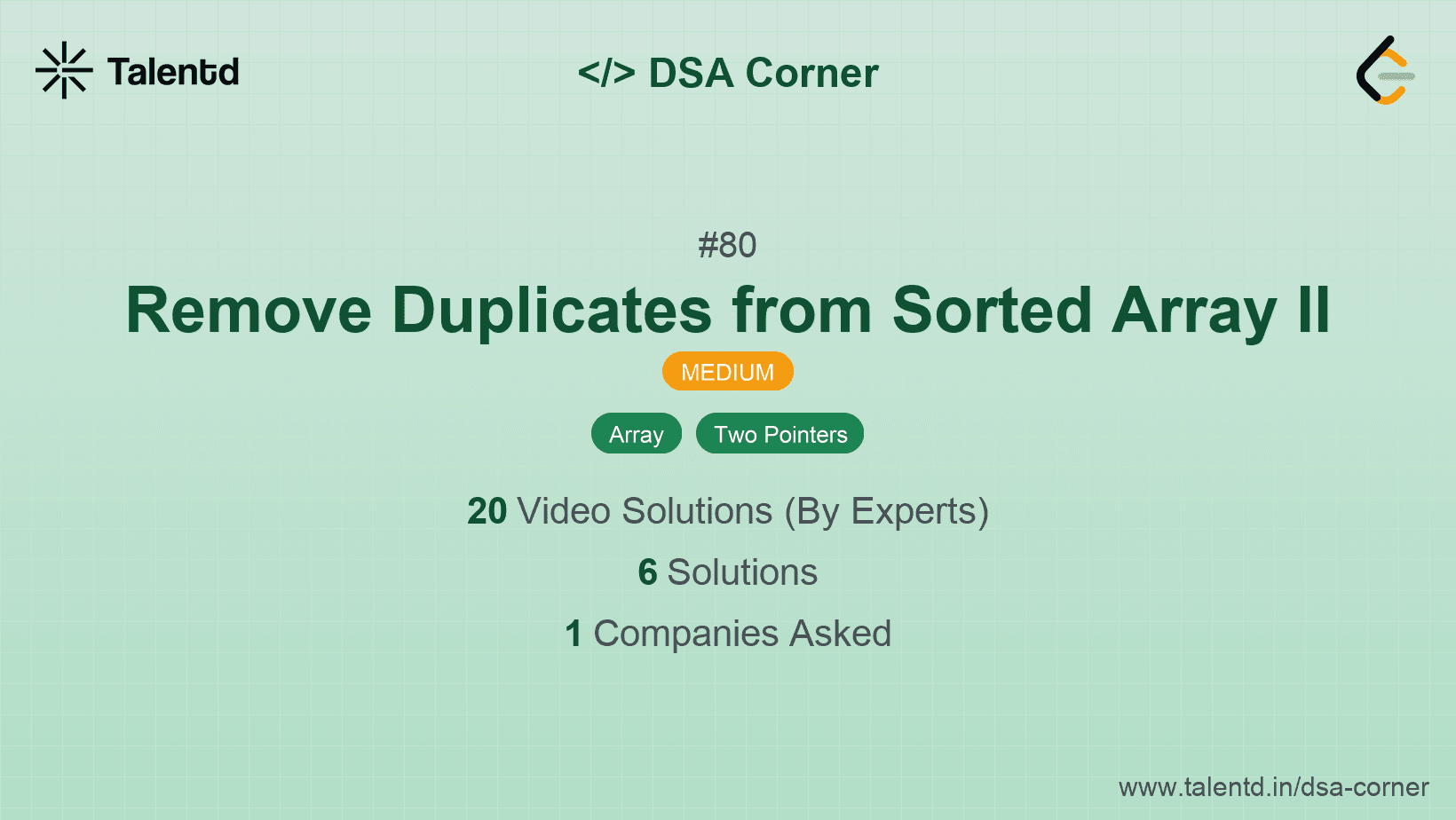 Problem visualization for Remove Duplicates from Sorted Array II