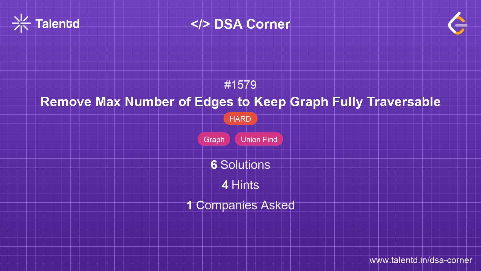 Problem visualization for Remove Max Number of Edges to Keep Graph Fully Traversable