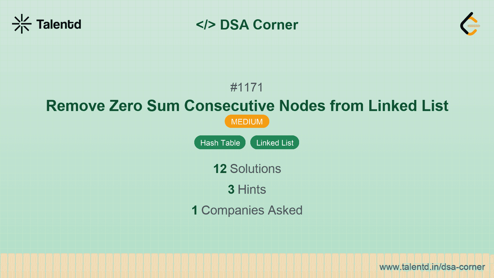 Problem visualization for Remove Zero Sum Consecutive Nodes from Linked List