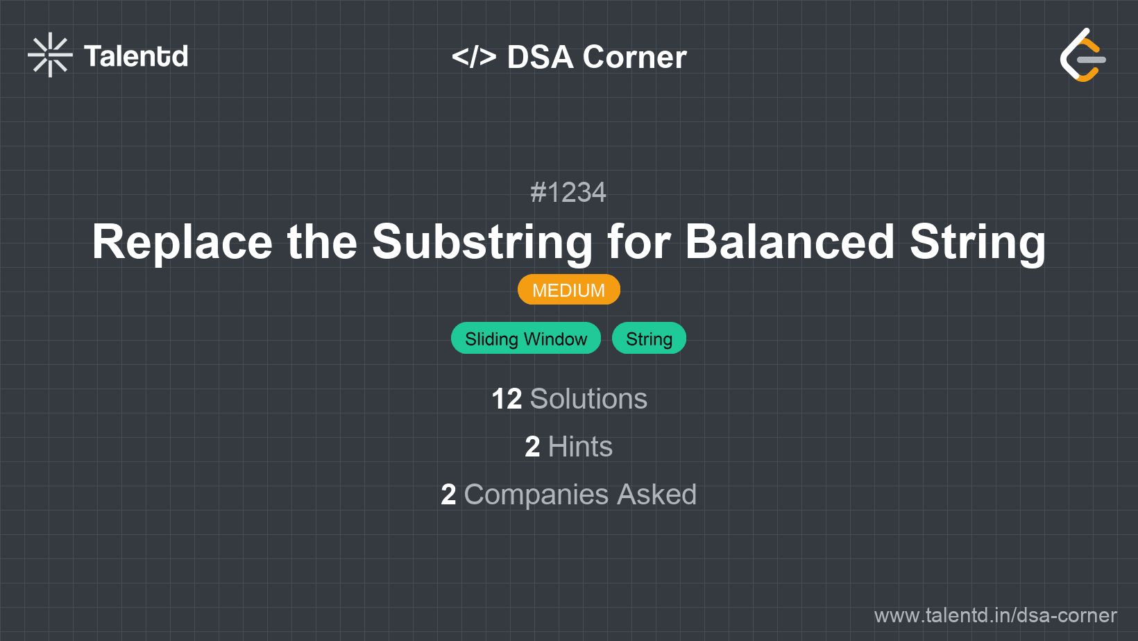 Problem visualization for Replace the Substring for Balanced String
