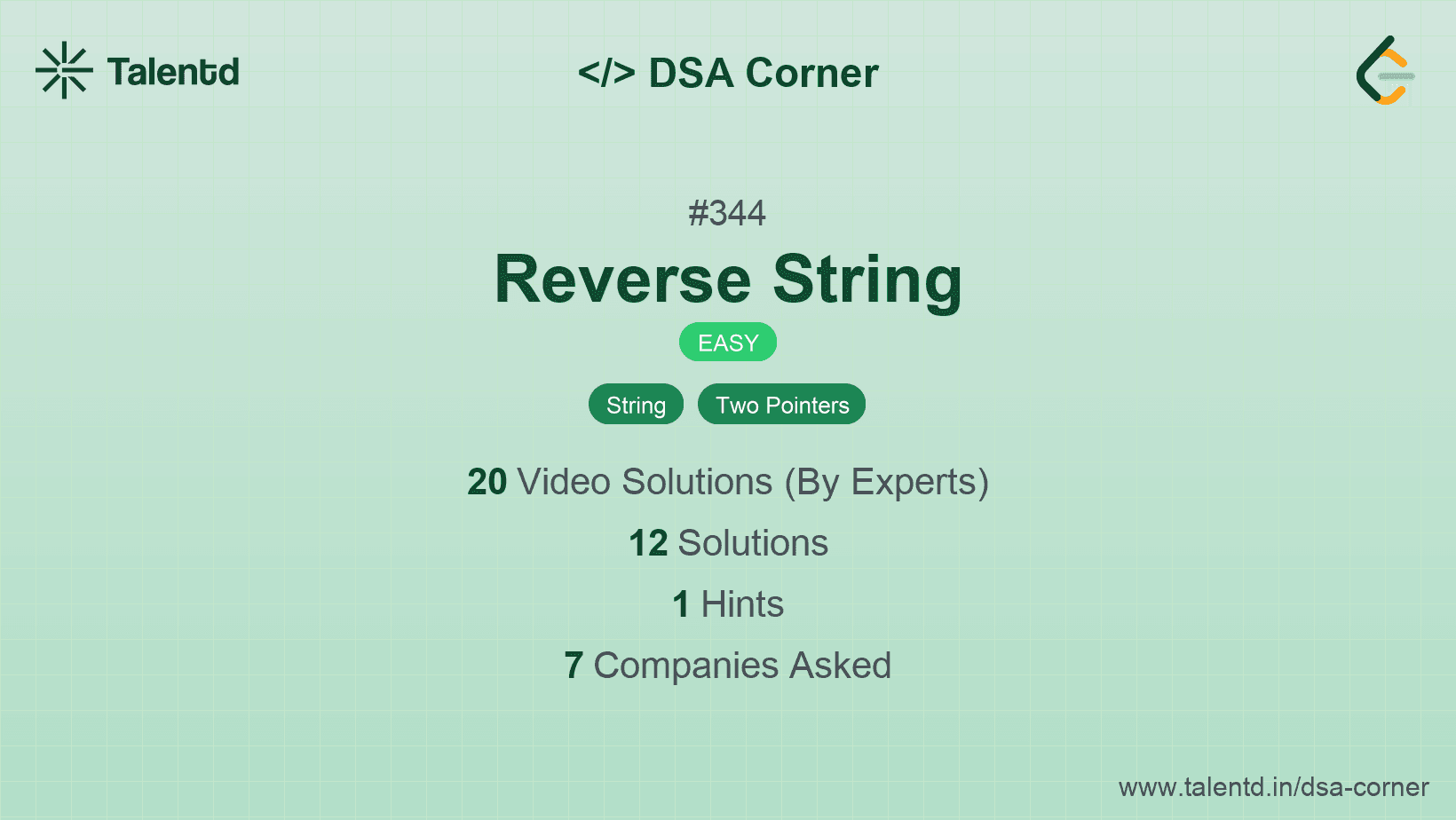Problem visualization for Reverse String