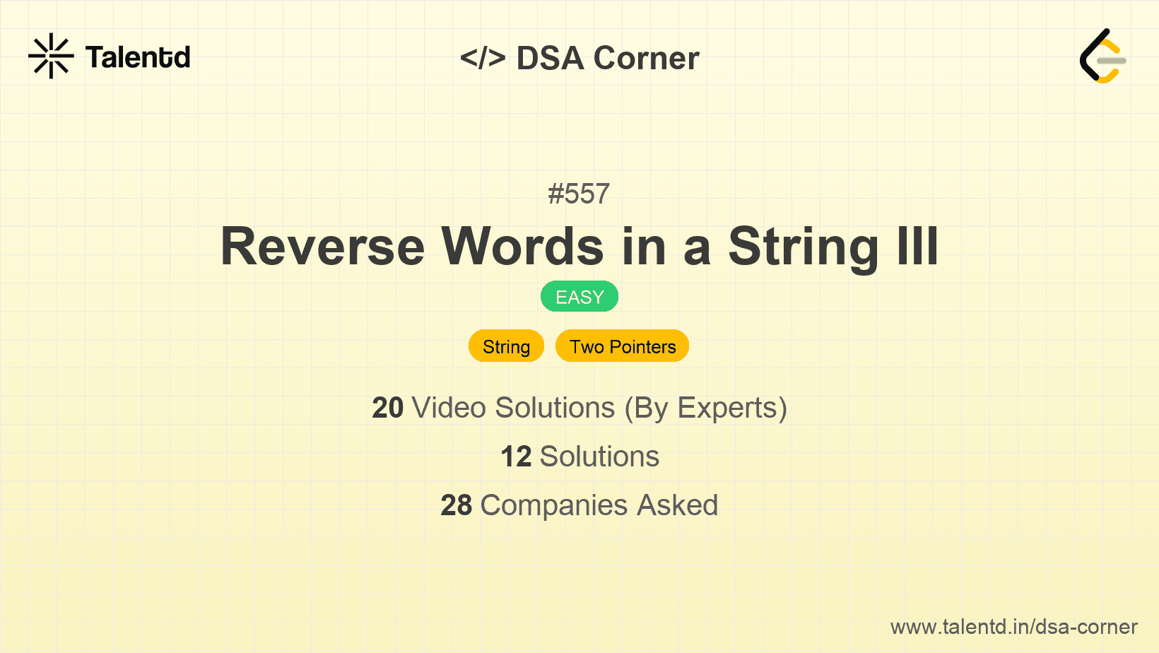Problem visualization for Reverse Words in a String III