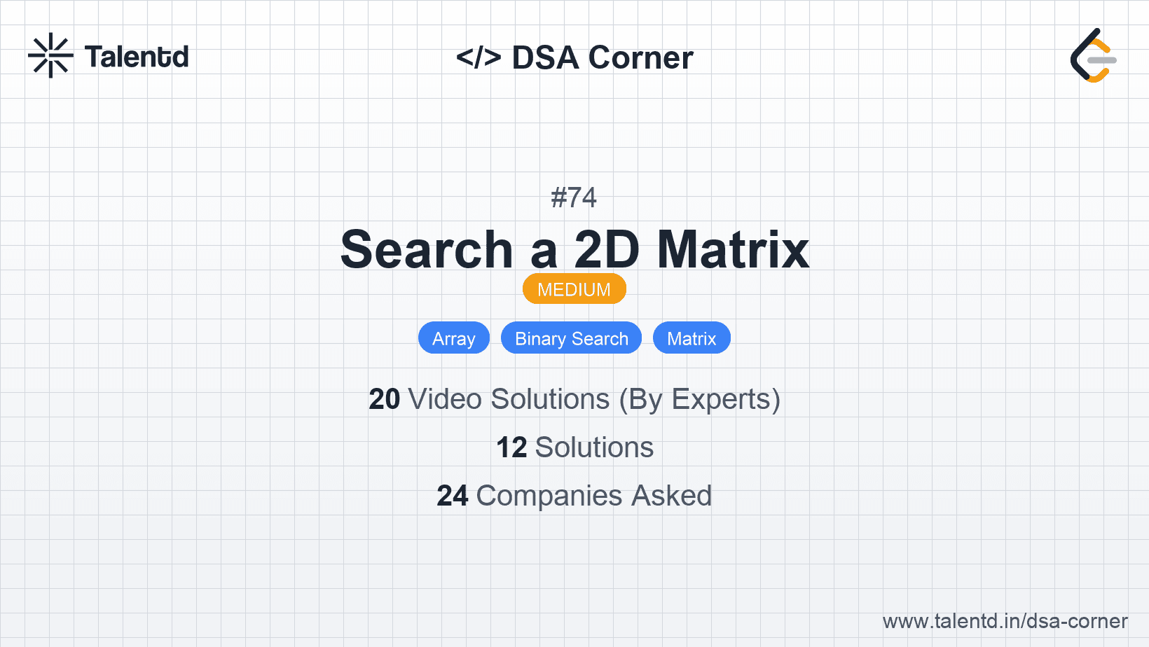 Problem visualization for Search a 2D Matrix