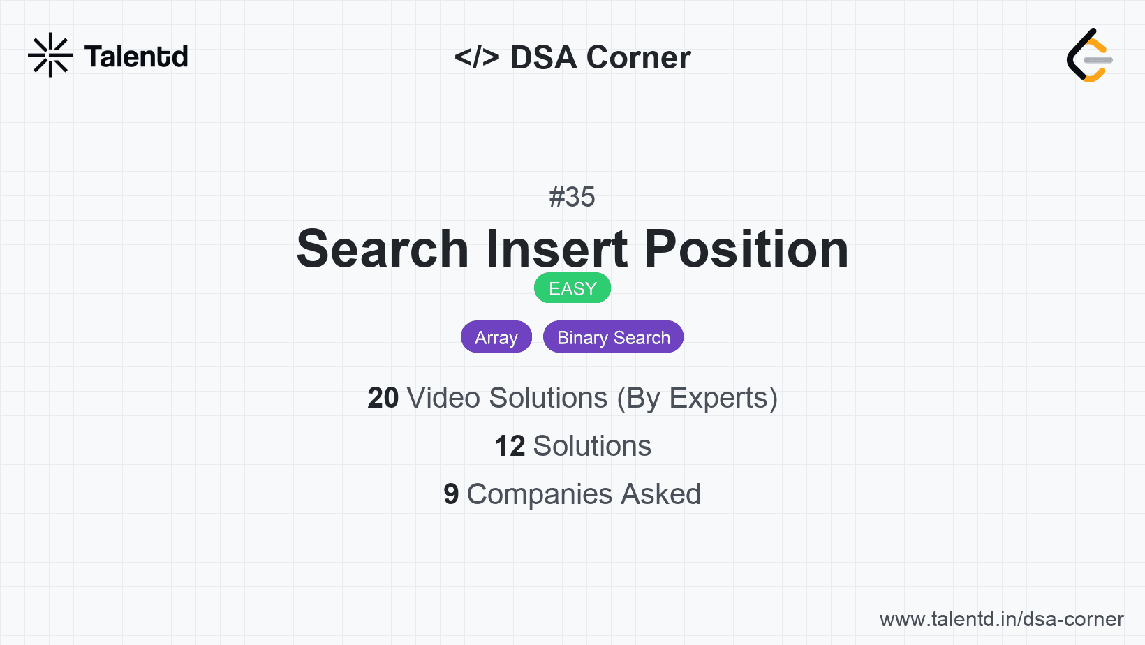Problem visualization for Search Insert Position