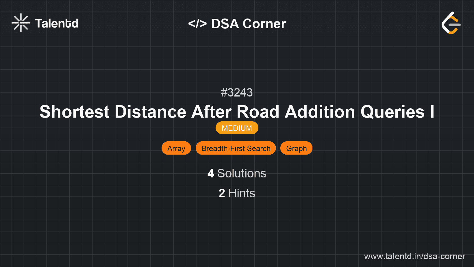 Problem visualization for Shortest Distance After Road Addition Queries I