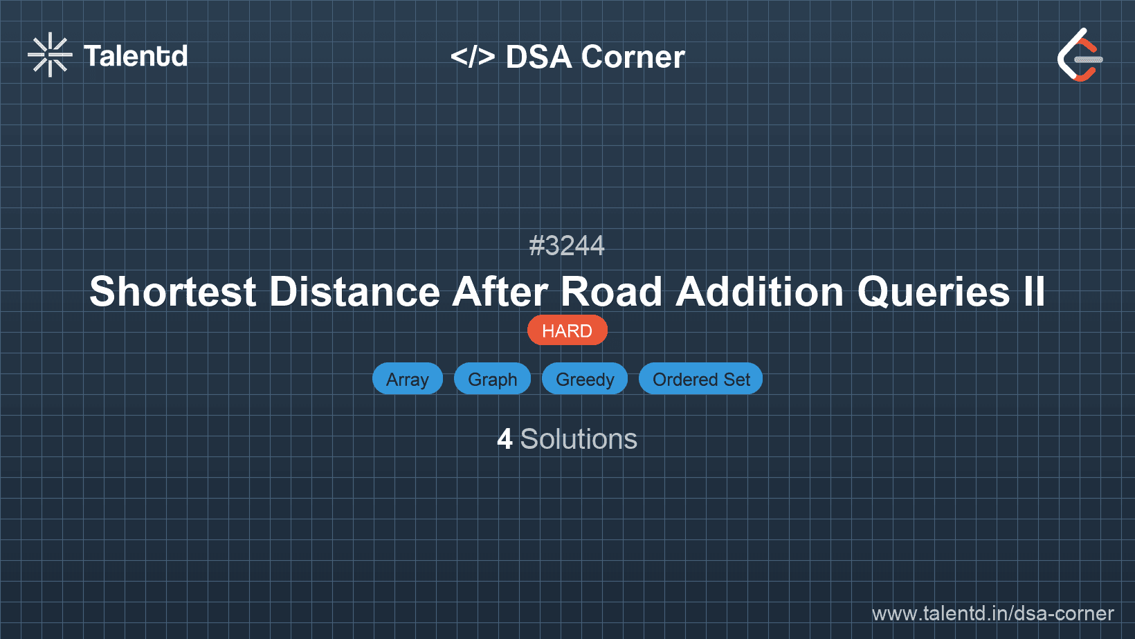 Problem visualization for Shortest Distance After Road Addition Queries II