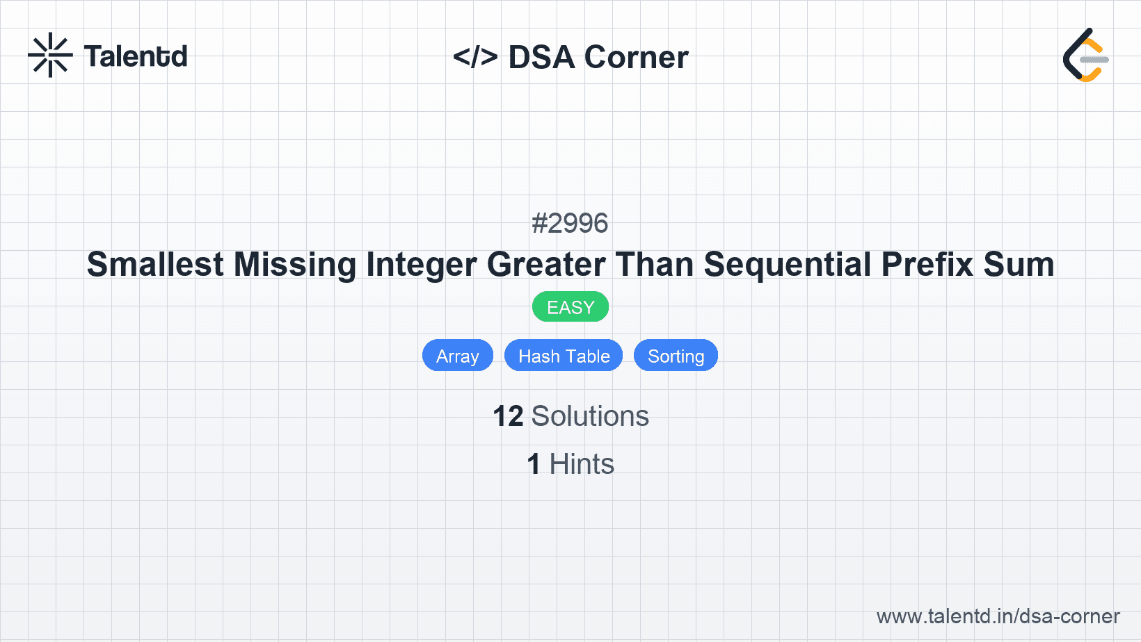 Problem visualization for Smallest Missing Integer Greater Than Sequential Prefix Sum