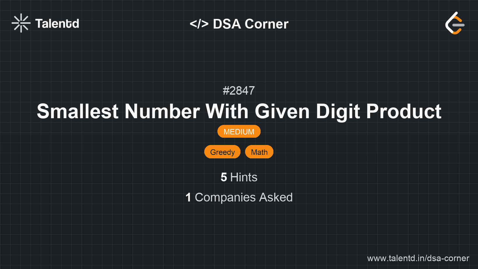 Problem visualization for Smallest Number With Given Digit Product