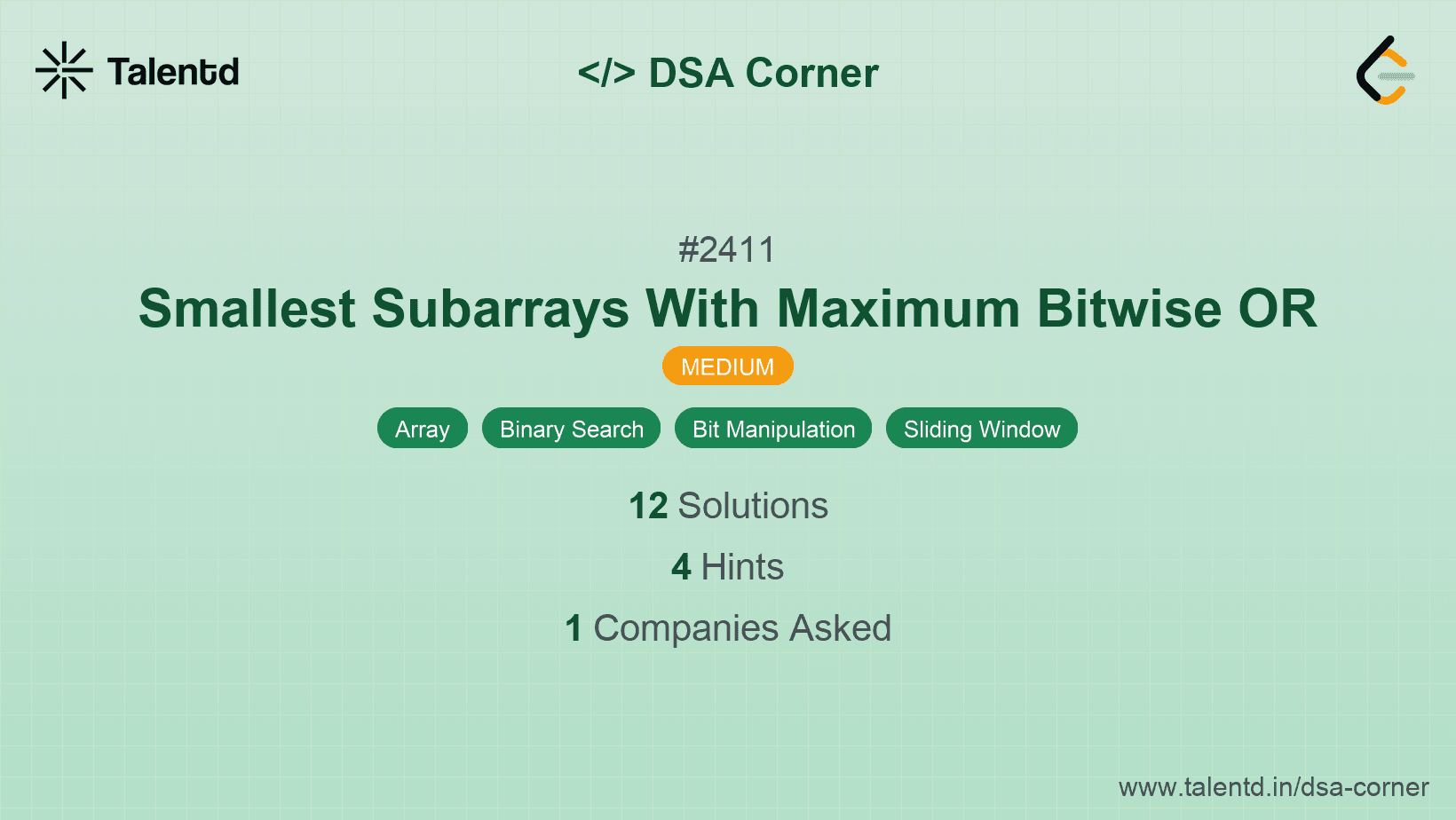 Problem visualization for Smallest Subarrays With Maximum Bitwise OR