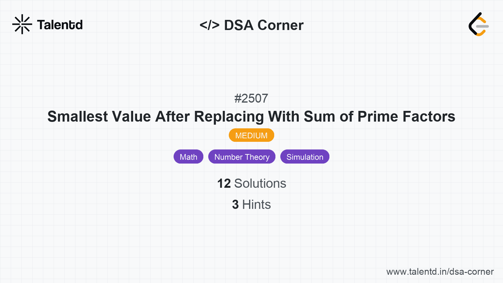Problem visualization for Smallest Value After Replacing With Sum of Prime Factors