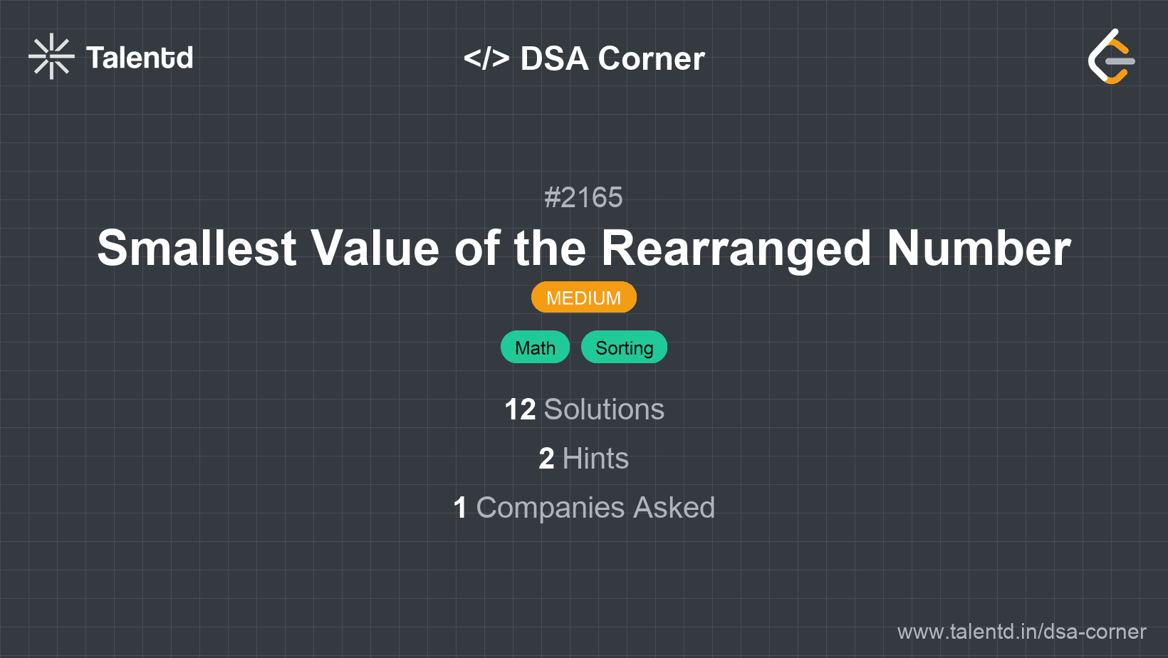 Problem visualization for Smallest Value of the Rearranged Number