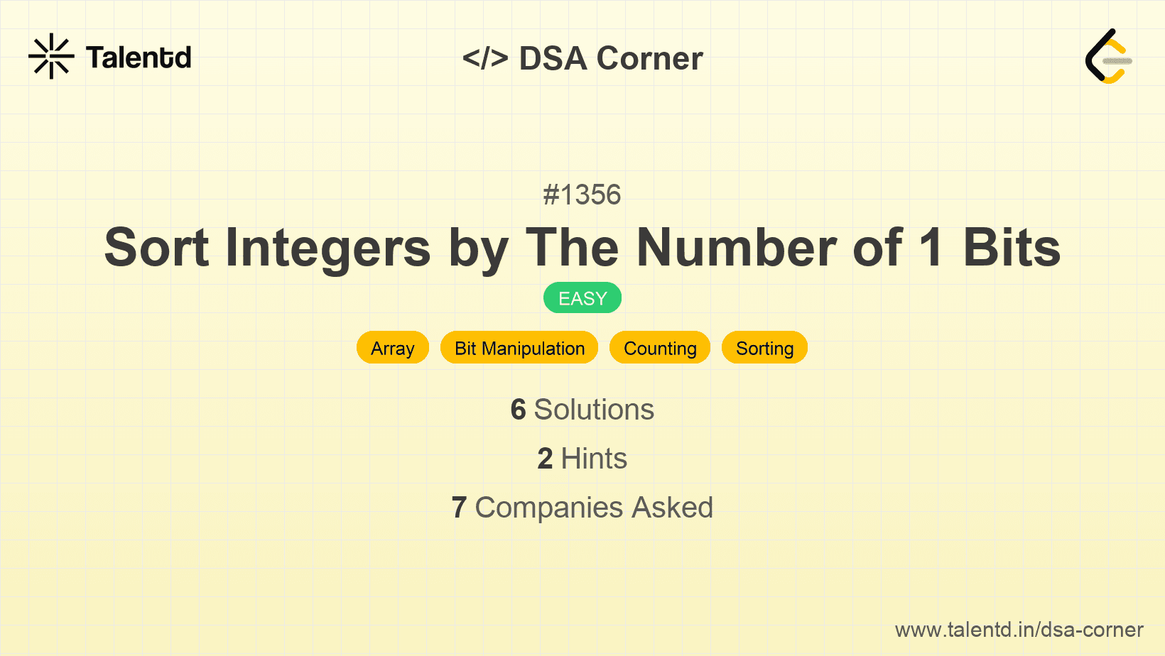 Problem visualization for Sort Integers by The Number of 1 Bits