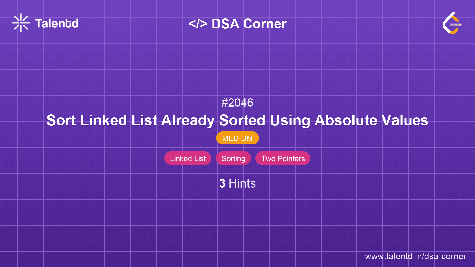 Problem visualization for Sort Linked List Already Sorted Using Absolute Values