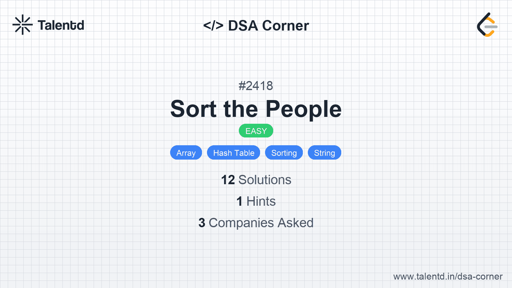 Problem visualization for Sort the People