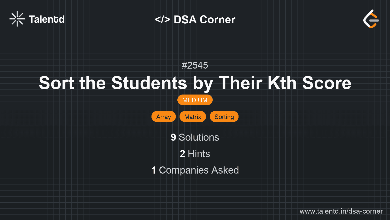 Problem visualization for Sort the Students by Their Kth Score