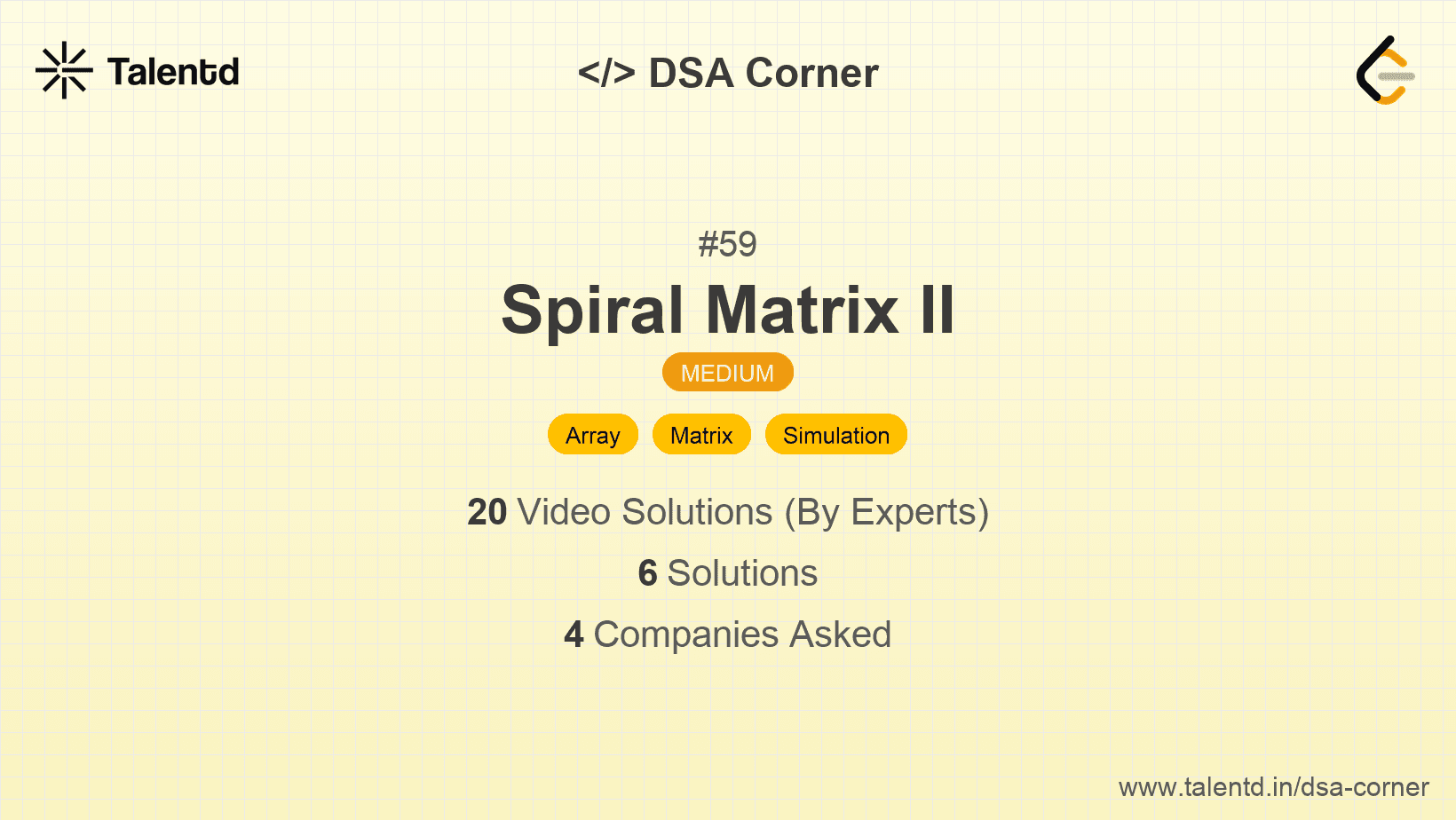 Problem visualization for Spiral Matrix II