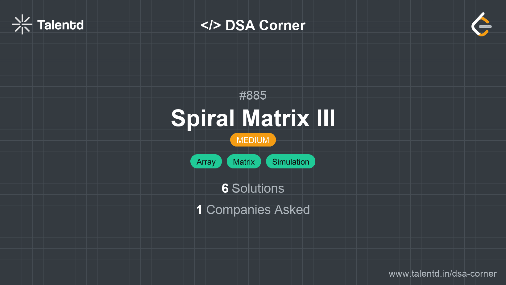 Problem visualization for Spiral Matrix III