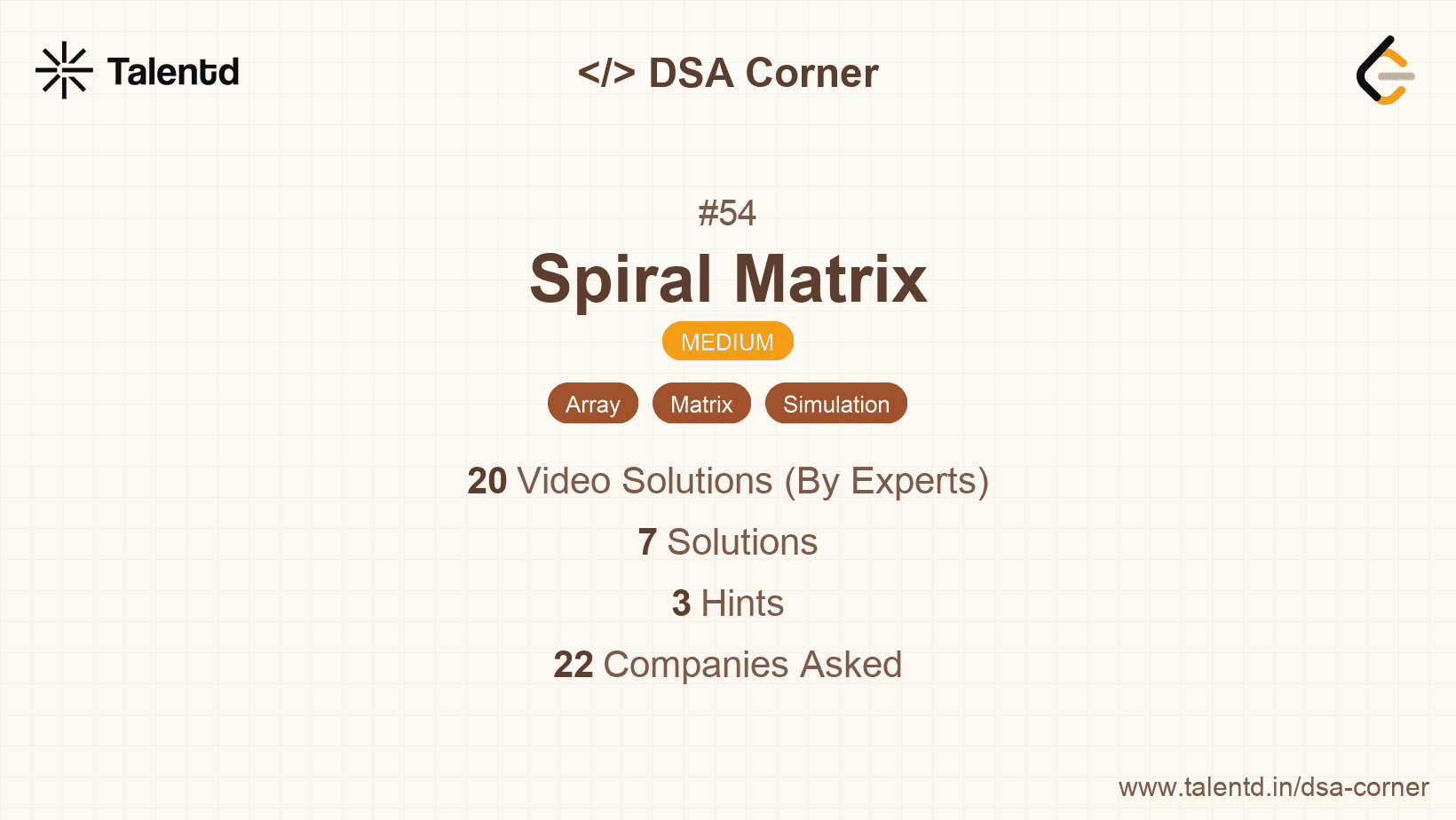 Problem visualization for Spiral Matrix